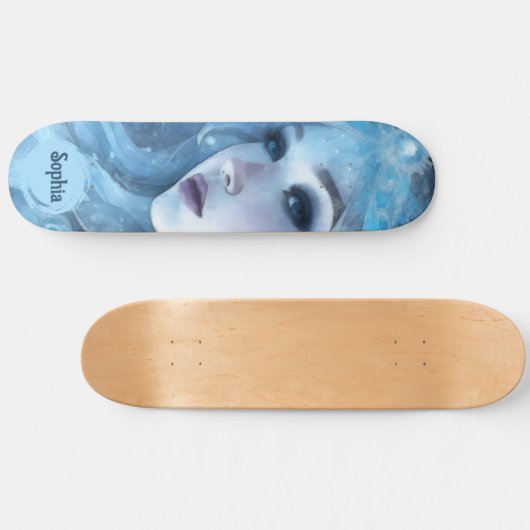 神秘的なアイスクイーン – ファンタジー冬の女神アート スケートボード (横)