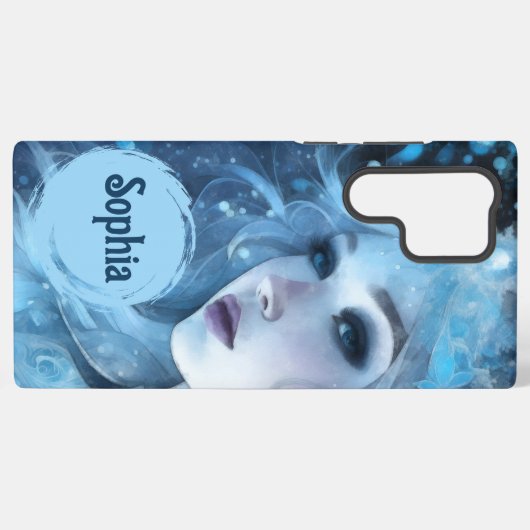 神秘的なアイスクイーン – ファンタジー冬の女神アート SAMSUNG GALAXYケース (裏面横)