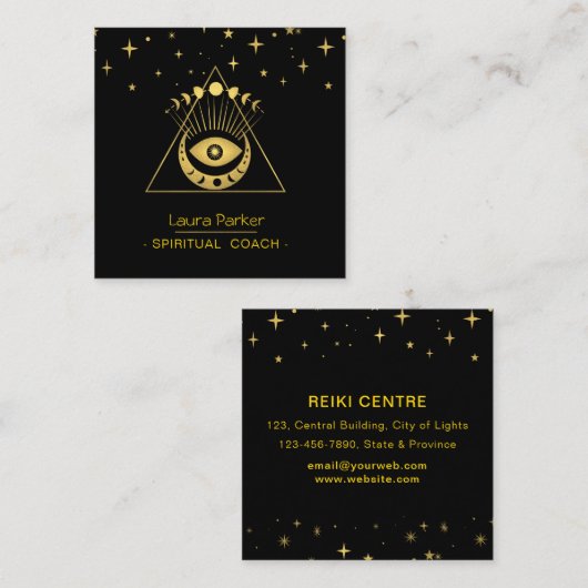 神秘的なアイボホシアルムーンエネルギーヒーラー スクエア名刺 (正面/裏面)