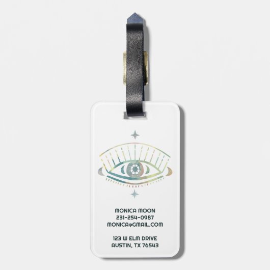 神秘的なアイマジカルボホカラフルカスタムシック ラゲッジタグ (裏面縦)