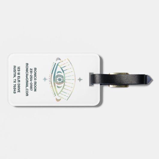 神秘的なアイマジカルボホカラフルカスタムシック ラゲッジタグ (裏面横)