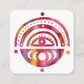 神秘的なアイムーンズマジカルボホパープルウォーター色 スクエア名刺 (正面)