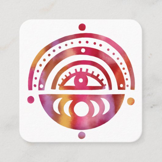 神秘的なアイムーンズマジカルボホパープルウォーター色 スクエア名刺 (正面)