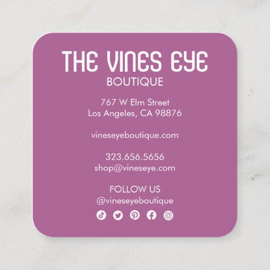 神秘的なアイムーンズマジカルボホパープルウォーター色 スクエア名刺 (裏面)