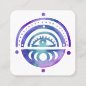 神秘的なアイムーンズマジカルボホパープルウォーター色 スクエア名刺 (正面)