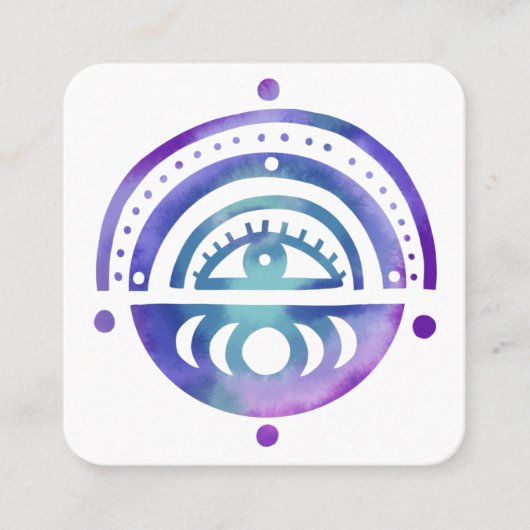 神秘的なアイムーンズマジカルボホパープルウォーター色 スクエア名刺 (正面)