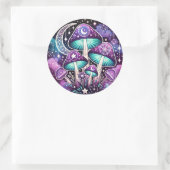 神秘的なアクセントを持つシナのキノコのステッカー | ラウンドシール (バッグ)