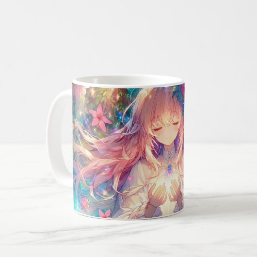神秘的なアニメの女の子 コーヒーマグカップ (正面左)