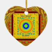 神秘的なアフリカの眼壁アート:シアンの視線 セラミックオーナメント (正面)