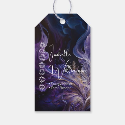 神秘的なアメジストチャクラ霊気瞑想ヨガ ギフトタグ (正面)