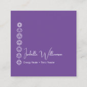 神秘的なアメジストチャクラ霊気瞑想ヨガ スクエア名刺 (正面)