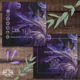 神秘的なアメジストチャクラ霊気瞑想ヨガ スクエア名刺