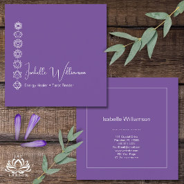 神秘的なアメジストチャクラ霊気瞑想ヨガ スクエア名刺