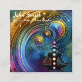 神秘的なアメジストチャクラ霊気瞑想ヨガ スクエア名刺 (正面)