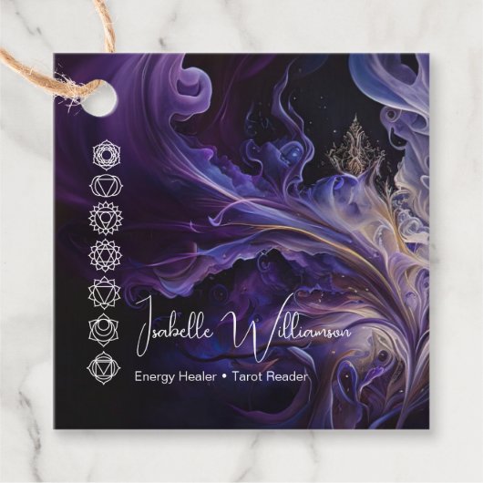 神秘的なアメジストチャクラ霊気瞑想ヨガ フェイバータグ (正面)