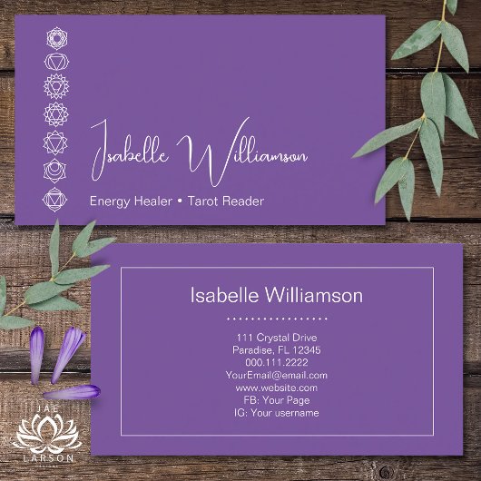 神秘的なアメジストチャクラ霊気瞑想ヨガ 名刺