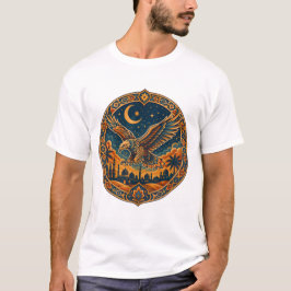 神秘的なアラビアンホウクロワッサンの月砂漠アート Tシャツ