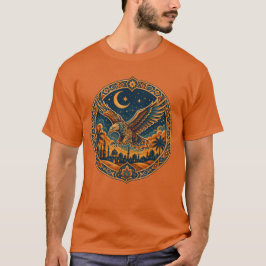 神秘的なアラビアンホウクロワッサンの月砂漠アート Tシャツ