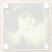 神秘的なウィローツリーフェアリーファンタジーアート ガラスコースター (裏面)