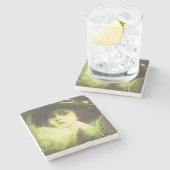 神秘的なウィローツリーフェアリーファンタジーアート ストーンコースター (横)