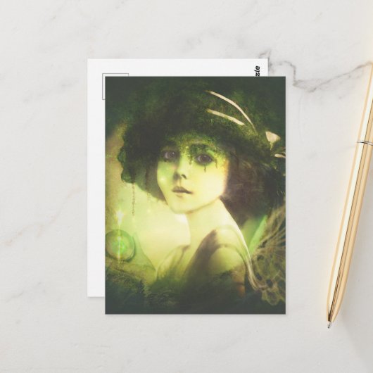 神秘的なウィローツリーフェアリーファンタジーアート ポストカード (正面/裏面インサイチュ)