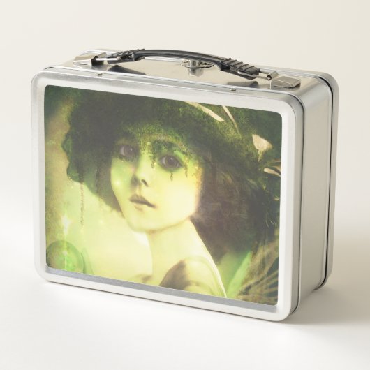 神秘的なウィローツリーフェアリーファンタジーアート メタルランチボックス (裏面)