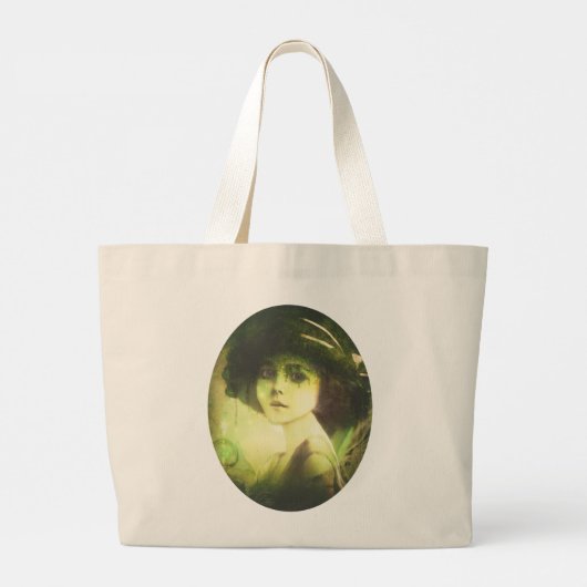 神秘的なウィローツリーフェアリーファンタジーアート ラージトートバッグ (裏面)