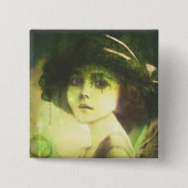 神秘的なウィローツリーフェアリーファンタジーアート 缶バッジ (正面)