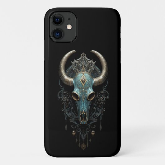 神秘的なウェスタンの威厳:ブルスカルの電話ケース Case-Mate iPhoneケース (裏面)