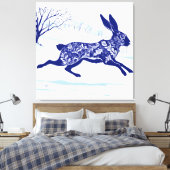 神秘的なウサギ : 雪の中の幻想的なウサギ キャンバスプリント (インサイチュ (寝室))