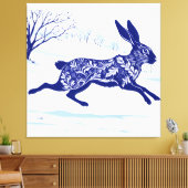 神秘的なウサギ : 雪の中の幻想的なウサギ キャンバスプリント (インサイチュ (リビング))