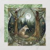 神秘的なウッドランドウルフ サンキューカード (正面/裏面)