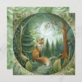 神秘的なウッドランドウルフ 招待状 (正面/裏面)