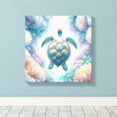 神秘的なウミガメのアートカンバスプリント キャンバスプリント (インサイチュ (ウッドフロア))