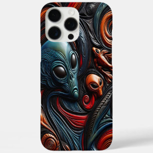 神秘的なエイリアンが生き生きとした宇宙美術に登場 iPhone 16 PRO MAXケース