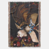 神秘的なエルフのドラゴン・コンパニオン・バタフライ・ファンタジー スローブランケット (正面縦)