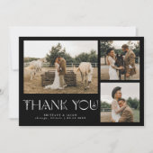 神秘的なエレガンスフォトコラージュ結婚ズブラック サンキューカード (正面)