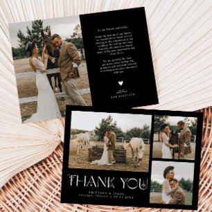 神秘的なエレガンスフォトコラージュ結婚ズブラック サンキューカード