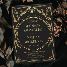 神秘的なエレガント金ゴールドタロットゴシック結婚ズ 招待状