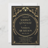 神秘的なエレガント金ゴールドタロットゴシック結婚ズ 招待状 (正面)