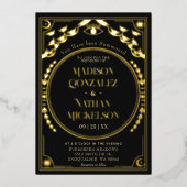 神秘的なエレガント金ゴールドタロットゴシック結婚ズ 箔招待状 (正面)