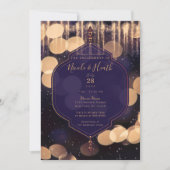 神秘的なエンゲージメント 紫金スパークル ライト 招待状 (正面)