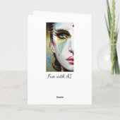 神秘的なエーテルの美しい女性と金ゴールド涙 カード (裏面)