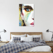 神秘的なエーテルの美しい女性と金ゴールド涙 キャンバスプリント (インサイチュ (寝室))