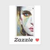 神秘的なエーテルの美しい女性と金ゴールド涙 シール (シート)