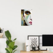 神秘的なエーテルの美しい女性と金ゴールド涙 ポスター (ホームオフィス)