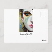 神秘的なエーテルの美しい女性と金ゴールド涙 ポストカード (裏面)