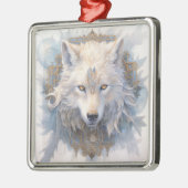 神秘的なオオカミのクリスマスオーナメント メタルオーナメント (左)
