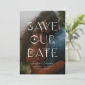 神秘的なオーバーレイタイポグラフィ写真 保存日 セーブザデート (スタンド正面)