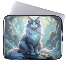 **神秘的なオーラを持つマジェスティックファンタジーキャット - ハイファンタジーF** ラップトップスリーブ